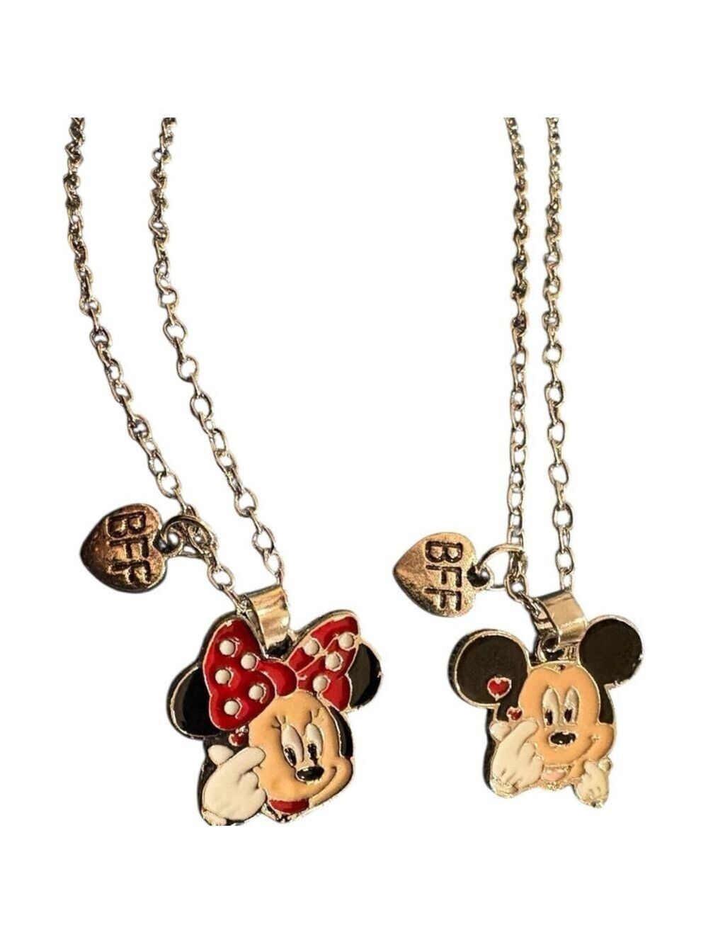 Disney Mickey & Minnie BFF Silver & Red Necklace Set